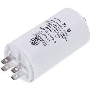 Пусковий конденсатор для пральної машини CBB60 Mondo 12.5uF 450V 40x70mm (під гайку, 4 клеми)