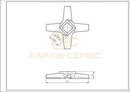 Ніж для м&aposясорубки Zelmer 00631383 NR5 86.1007 D=47mm s=9mm Отвір=9.5x9.5mm