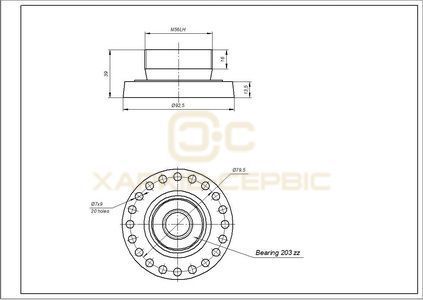 Блок підшипників для вертикальної пральної машини Electrolux COD.099 EBI (різьба ліва, з мастилом)