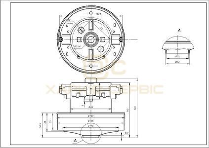 Двигун для пилососа KW41531VCM Koolwen 2000W D=135/84mm H=35/111mm (з виступом)