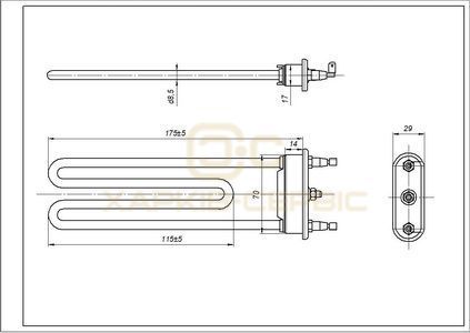 ТЕН для пральної машини LG 5301ER1001H TP 175-SG-1900 Thermowatt (Італія) L=175 mm 1900 W