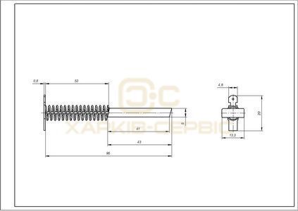 Щітки двигуна для пральної машини Bosch 00616505 (2 шт.) стрижень (без корпусу) 13,6x5x43,3 (подовжені)