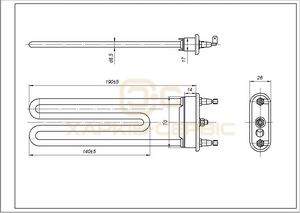 Тен для пральної машини Ariston C00066284 TP 190-SG-1800 Thermowatt L=190mm 1800W