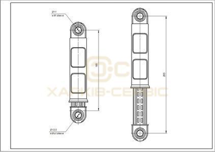 Амортизатор бака для пральної машини Electrolux 1322553015 80N L=185-265mm D отворів=11mm