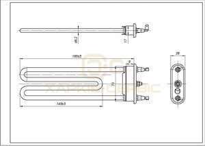 Тен для пральної машини Electrolux 1327372312 TPD 185-LB-1750 Kawai L=185mm 1750W