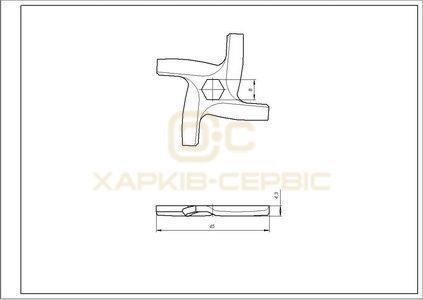 Ніж для м'ясорубки Moulinex SS-192595 D=45mm s=4.5mm Отвір: шестигранний, круглий