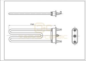 Тен для пральної машини Ariston C00255452 TPO 170-SG-1700 Thermowatt L=170mm 1700W