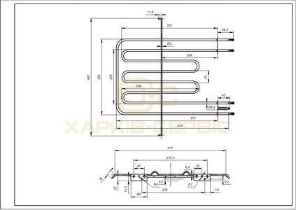 Тен верхній (гриль) для духовки Indesit C00081591 2800W (556+2250W)
