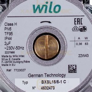 Насос циркуляционный в сборе Wilo BXSL15/5-1 83 Вт для котла Baxi Fourtech, Main Four, Westen Pulsar, Quasar 721957500