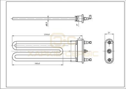 ТЕН для пральної машини Electrolux 1240325470 TP 235-SG-1950 IRCA L=235 mm 1950 W