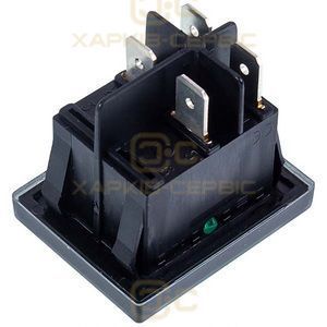 Вимикач SX82 16A-250V/20A-125V двополюсний з підсвічуванням (універсальний) зелений