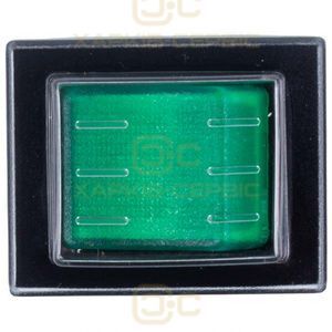 Вимикач SX82 16A-250V/20A-125V двополюсний з підсвічуванням (універсальний) зелений