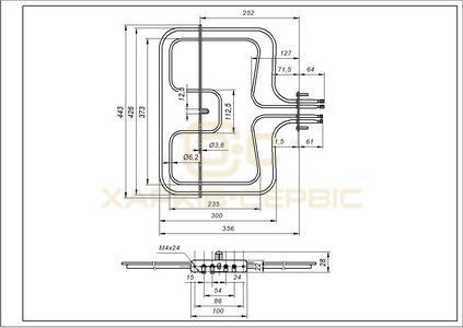 Тен верхній (гриль) 2700W 240V для духовки Electrolux 3570797047