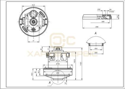Двигун для пилососа Rowenta RS-RT900587 23800TSC-L D=108/71 mm H=104/44 mm