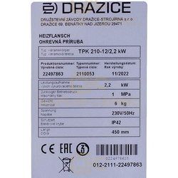 Тэн для бойлера с термостатом TPK 210-12 2200W L=440mm фланец 235mm 1 трубка под датчик Drazice
