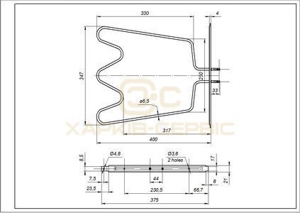 Тен 1150W нижній для духовки Whirlpool 481925928948