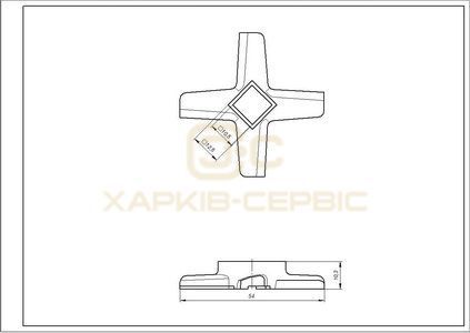 Ніж для м&aposясорубки Kenwood KW714431 D=54mm s=10.5mm Отвір=10.5x10.5mm