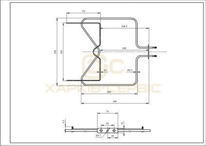 Тен нижній для духовки Indesit C00857528 1150W 230V B=345mm L=345mm