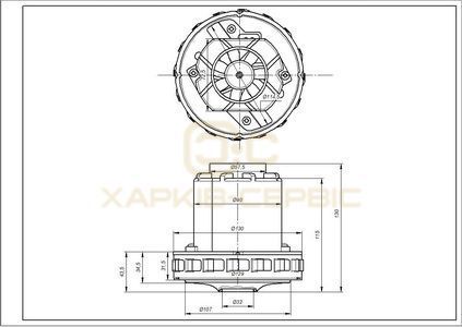 Двигун для мийного пилососа VAC060UN SKL 1350W D=134/90mm H=31/130mm