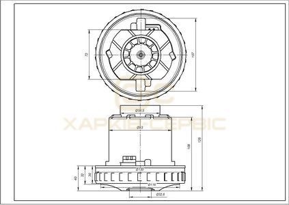 Двигатель для моющего пылесоса VC07W0242CF Whicepart 1500W D=130/92mm H=31/128mm