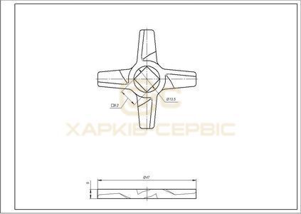 Набір ножів для м'ясорубки Zelmer 10003882 ZMMA025X (2 шт.) D=47mm s=5mm Отвір=9x9mm NR5 двосторонні