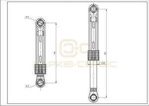 Амортизатор бака для пральної машини Samsung DC66-00343G AKS 100N L=165-255mm D отворів=10mm