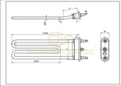 ТЕН для пральної машини Ariston C00087188 TZO 170-SG-1800 Thermowatt L=170 mm 1800 W