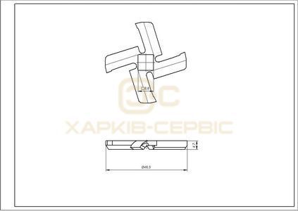 Ніж для м'ясорубки Braun 67000899 D=46.5mm s=4.5mm Отвір=9x9mm