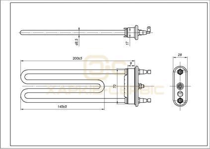 ТЕН для пральної машини Bosch 00643463 TPO 200-SB-2000 Thermowatt L=200 mm 2000 W