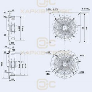 Осьовий вентилятор Weiguang YWF4E-400S-102/47-G 220V 1380rpm 2270 м3/год