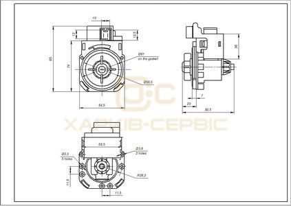 Помпа (насос) для пральної машини Indesit C00266228 Hanyu 30 Вт B20-6AZC (контакти спарені спереду; на 3 засувки)