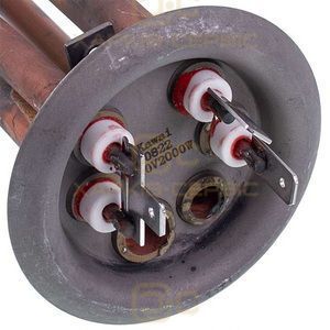 Тен фланцевий для бойлера 34013100000 Kawai 2000W (мідний) L=310mm фланець 64mm (під анод M4)