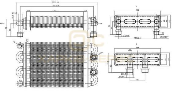 Теплообмінник бітермічний для газового котла Biasi Boiler Sky 24 BI1472104